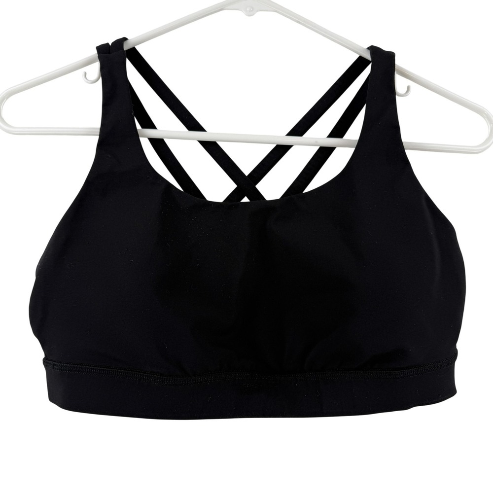 Lululemon Energy Sports Bra Womens 8 Black Strappy Crossback Yoga Athletic Top